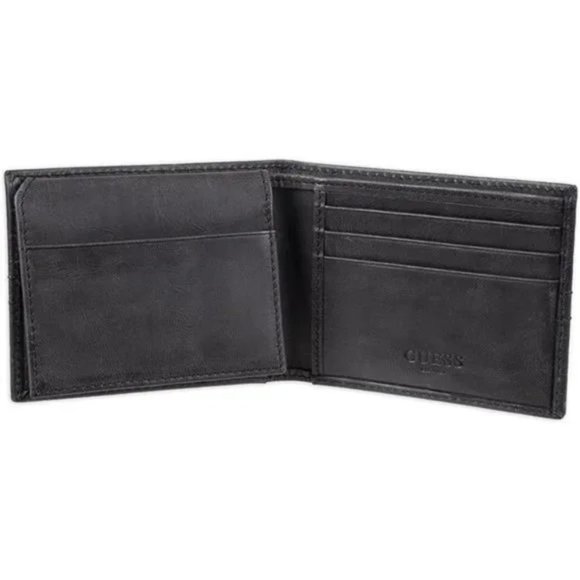 New Men's Leather Slim Bifold Wallet Black - Picture 5 of 6